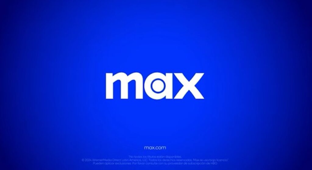 Logo Max na niebieskim tle - nowej platformy streamingowej, która zastąpi HBO Max.