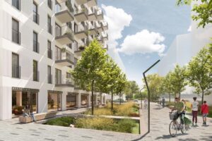 Archicom Orange wprowadzą nowy standard bezpieczeństwa cyfrowego. Na zdjęciu wizualizacja osiedla mieszkaniowego Archicom.