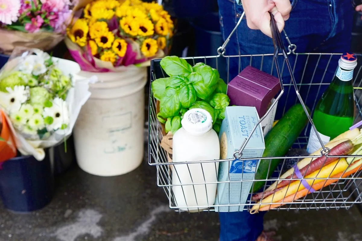 Zakupy spożywcze w Wielki Piątek 2026 – koszyk z produktami przed Wielkanocą.