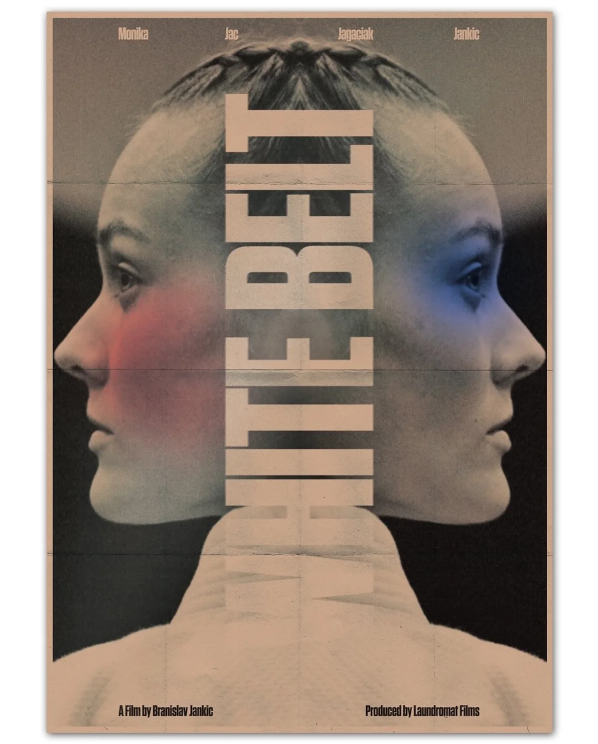 Plakat filmu White Belt o Monice Jagaciak – projekt promujący produkcję z Tribeca Film Festival.